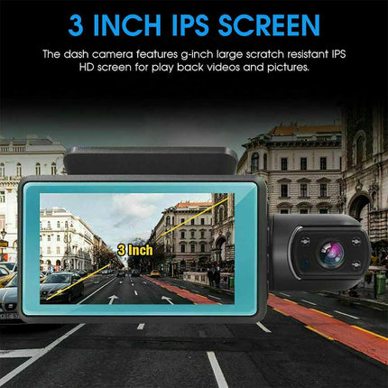 Dual Channel Dash Cam | Front and Rear Recorder with G-Sensor & 1080P Full HD