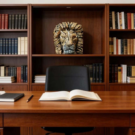 Resin Lion Head Sculpture, Modern Home Decor Ornament, Animal Table Display Gift