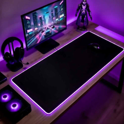 90x40cm RGB Edge Gaming Desk Mat 3mm Thick Non-Slip XXL Black Mouse Pad