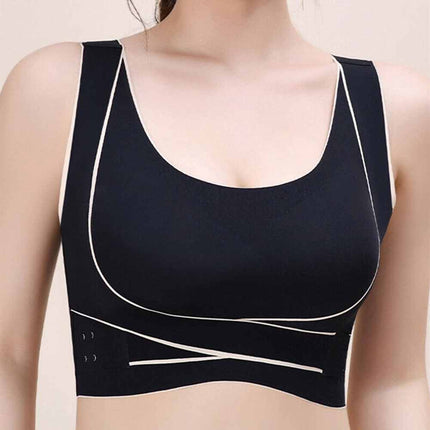 Women's Comfy Front Cross Seamless Corset Bra with Side Buckle Smooth Liner