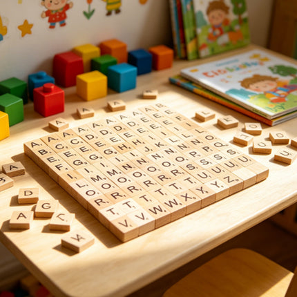 100 Wooden Tiles Black Letters & Numbers for Crafts