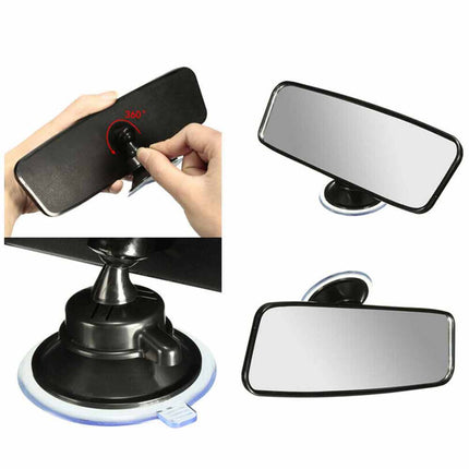 Suction Cup Rear View Mirror, Universal Wide Angle Interior Mirror for Car, Truck, SUV, Van