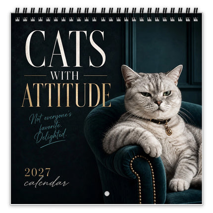 Cats With Attitude 2027 Wall Calendar Funny Cat Lover Gift
