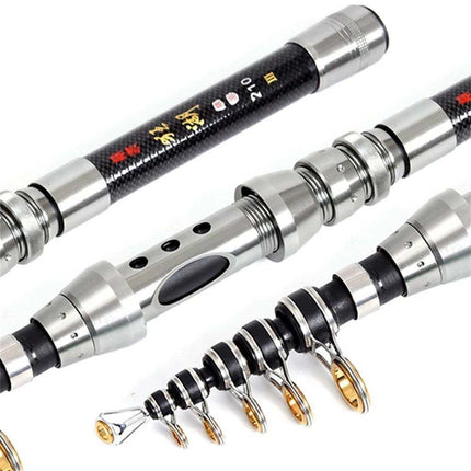 Carbon Fiber Telescopic Fishing Rod Portable Travel Spinning Pole Sea & Freshwater