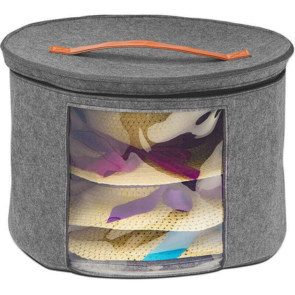 Extra Large Pop Up Felt Hat Box, Round Storage Organizer for Women & Men