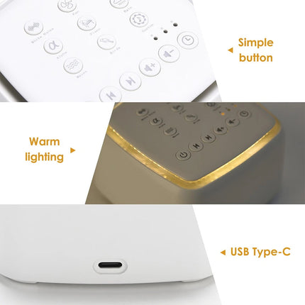 30-Sound White Noise Machine with Timer & Natural Rain Therapy for Sleep Aid