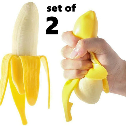 2 Pack Slow Rising Peeled Banana Squishy Toy, Soft Simulation Stress Relief Fidget