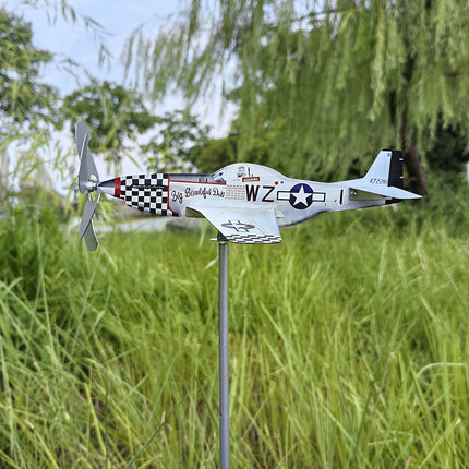 Compass Weather Vane Airplane Wind Spinner Garden Decor