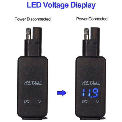 Waterproof SAE to Dual USB Charger Adapter with Voltmeter for 12V Motorcycle