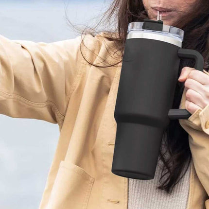40 oz Insulated Stainless Steel Tumbler with Straw Lid - Leak-Proof Vacuum Flask for Hot & Cold Beverages
