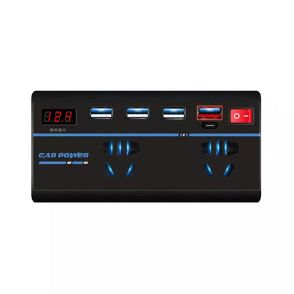 200W Car Power Inverter, 12V to 240V AC Outlet & 4 USB Ports (QC3.0) – Laptop/Camera Charger, Cooling Fan