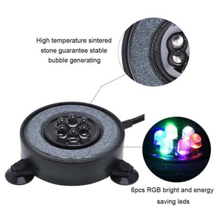 Aquarium Air Stone Disc 7 Color LED Bubble Light for Fish Tank