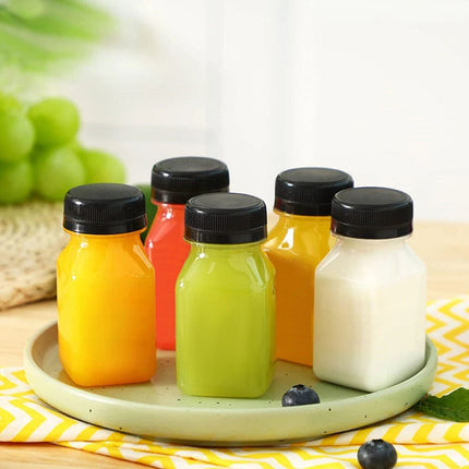 10PCS 4oz Mini Clear Juice Bottles – Food Grade PET Plastic