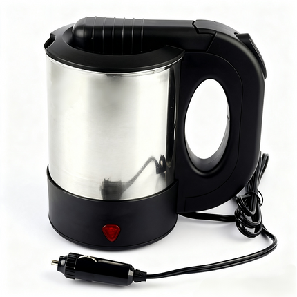 500ML Portable 12V Car Kettle for Travel | Fast Heating Water Boiler for Truck, RV & Cup Holder