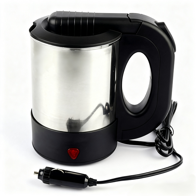 500ML Portable 12V Car Kettle for Travel | Fast Heating Water Boiler for Truck, RV & Cup Holder