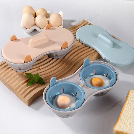 Microwave Double Cup Egg Poacher Steamer Cooker for Perfect Poached Eggs