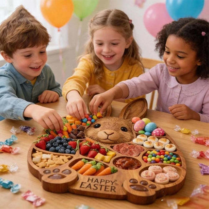Wooden Cold Dish Platter for Easter – 14"x14" Serving Board, Great Gift, Easy Clean Kitchen Accessory