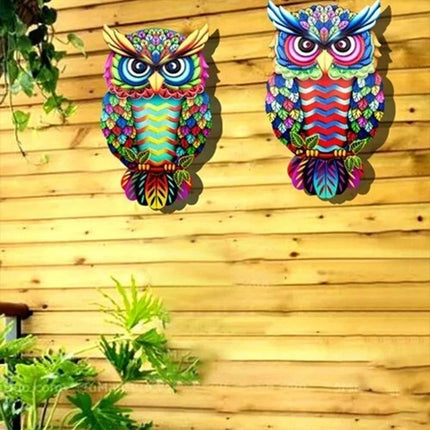 4PCS Metal Owl Fence Decor – Garden Wall Art Hanging