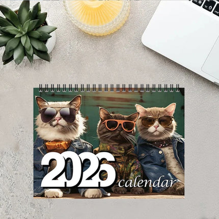 2026 Monthly Wall Calendar | Glasses Kittens & Cats Planner for Family Home Organiser
