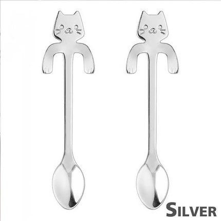 Cute Cat Spoon Stainless Steel Teaspoon for Tea, Ice Cream, Dessert - Cartoon Tableware