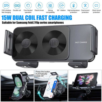 Wireless Car Charger for Samsung Galaxy Z Fold 5/4/3 - 15W Fast Charging Magnetic Air Vent Mount