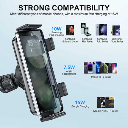 Wireless Car Charger for Samsung Galaxy Z Fold 5/4/3 - 15W Fast Charging Magnetic Air Vent Mount
