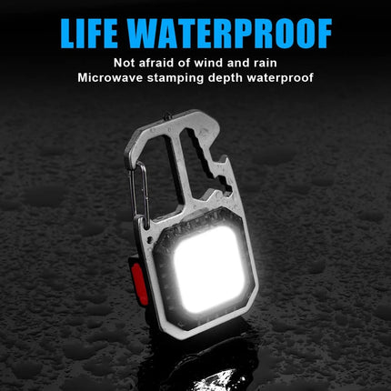 USB Rechargeable LED COB Work Light, Mini Magnetic Keychain Torch Lamp