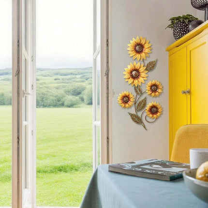 3D Metal Sunflower Wall Art for Garden & Indoor Outdoor Floral Decor