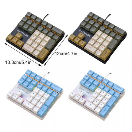 33-Key Left-Hand Mini Keyboard, PBT Keycaps, Plug & Play Keypad