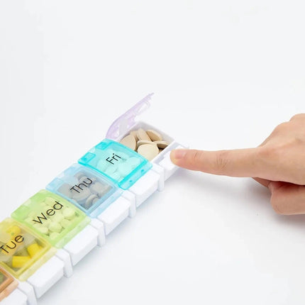 7-Day Pill Sorter Weekly Medicine Storage Box with Push Button