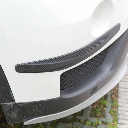 2PCS Car Bumper Protector Guard - Carbon Fiber Anti-Scratch Corner Strip, Universal Fit Black Trim