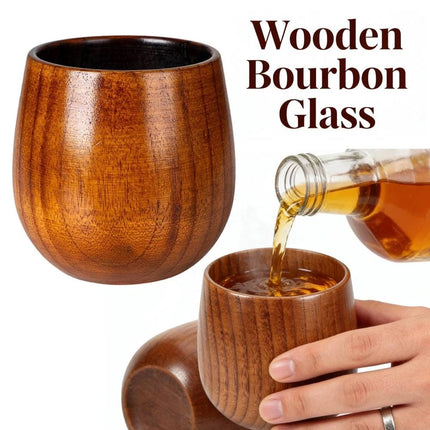 Handcrafted Charred Wooden Bourbon Glass 240ml Whiskey Cup
