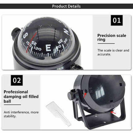 Marine Compass with Mount for Sail Ship Boat Car & Outdoor Navigation
