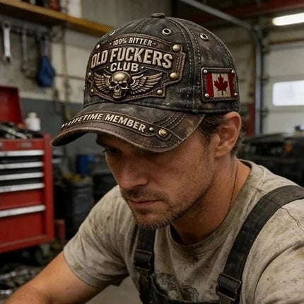 Vintage Distressed Baseball Cap, Adjustable 3D Embroidery Funny Hat for Men
