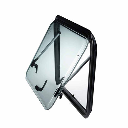 Compact 300x500mm Caravan Window Handle with Integrated Gas Strut | for Small Push-Out Windows