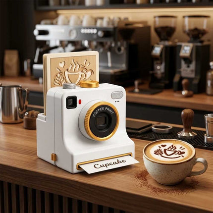 3D Printed Latte Art Camera Coffee Powder Printer with Stencil Cards