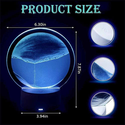 3D LED Moving Sand Table Lamp with 16 Colors Quicksand Hourglass Sea Landscape