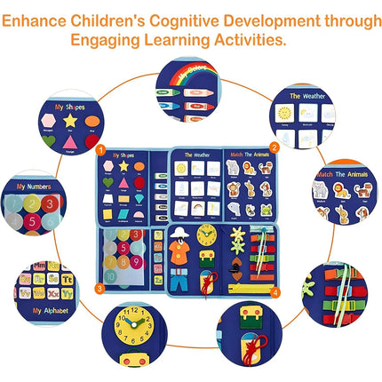 Blue Toddler Montessori Busy Board – Sensory & Intelligence Learning Toy