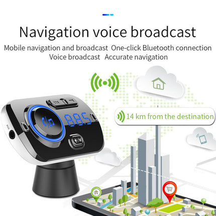3-in-1 Bluetooth FM Transmitter for Car: Wireless Hands-Free Calling, Fast QC3.0 USB Charger, MP3 Player & FM Radio Tuner