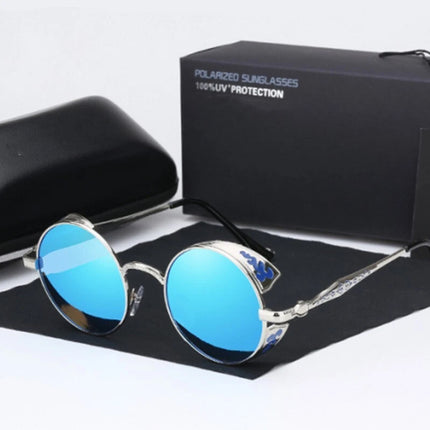 Steampunk Polarized Sunglasses UV400 Retro Round Driving Glasses for Men Women