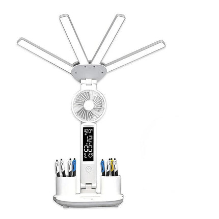 4-in-1 LED Desk Lamp with Fan, Dimmable for Reading & Night Light
