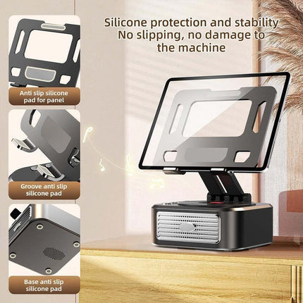 Adjustable Bluetooth Speaker Phone Stand with Speakers for Tablet