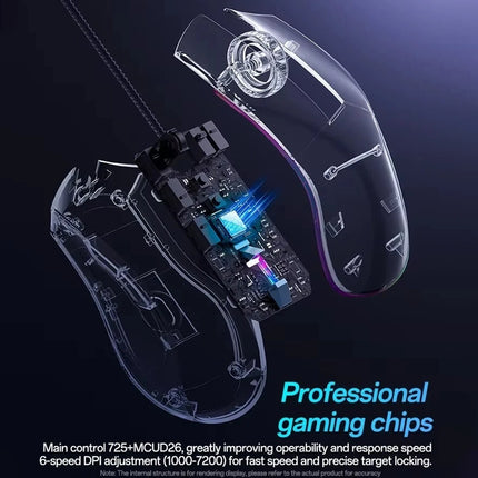 Wired RGB Gaming Mouse | 7200 DPI, 6 Programmable Buttons, Optical Sensor for PC/Laptop
