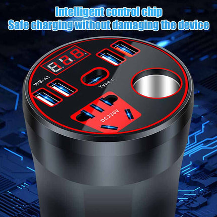 200W Car Power Inverter DC 12V/24V to 220V AC with Dual Sockets & 2 USB Ports