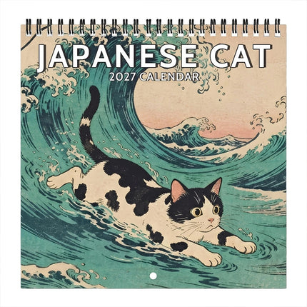 Japanese Cat 2027 Wall Calendar Month-to-View Hanging Cat Calendar