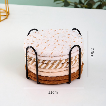 8Pcs Non-Woven Heat Resistant Non-Slip Cup Coasters Set with Iron Frame