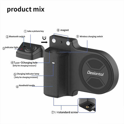 360° Magnetic Phone Grip Selfie Remote Universal Camera Bracket Holder