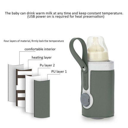 Adjustable USB Baby Bottle Warmer, Portable Travel Heater for Milk Pouch Bag