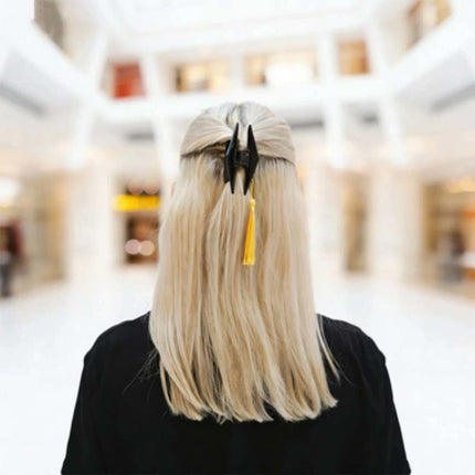2Pcs Mini Graduation Cap Hair Claw, Tassel Hair Clip for Black Gown Party Decor
