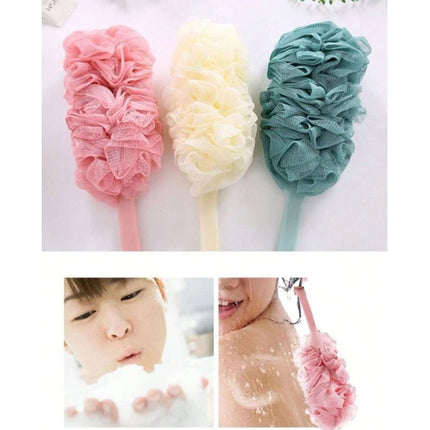 Long Handle Bath Brush with Soft Mesh Sponge & Body Puff